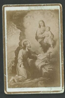 Holy card antique foto albumina de San Ignacio de Loyola santino andachtsbild