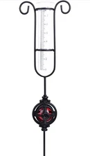 MUMTOP Rain Gauge Outdoor w Metal Gazing Ball Stake for Lawn Yard Garden