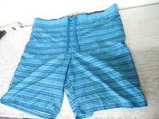 Men's 2XL - Ocean Pacific OP Swim Trunks - Turquoise Blue Striped, 3 Pockets EUC