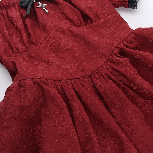 Christmas Red Lolita Dress Female Gothic Rock Party Mini Dress Women Retro Dress - Picture 18 of 27