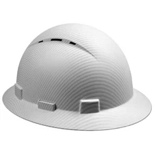 6 Points White  Full Brim Hard Hat with with Fas-trac Suspension