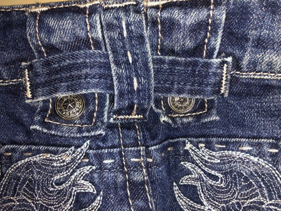 JET SET JSX Gr. 1 (34/36) Couture Designer Jeans Drachenstickerei + Beinnaht - Bild 4 von 4