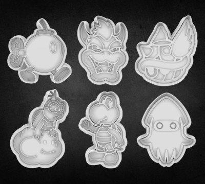 Super Mario Themen-Ausstechformen + Stempel (einzeln oder im 6er Set)