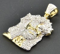 Diamond Jesus Face Pendant Piece 10k Yellow Gold 0.17 Ct Mini Sideways Charm on sale Diamond Jesus Face Pendant Piece 10k Yellow Gold 0.17 Ct Mini Sideways Charm on sale