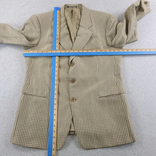 Mani By Giorgio Armani Sport Coat Mens 42 Short Brown Linen Wool Blend Plaid - Picture 9 of 15