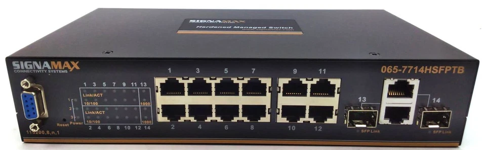 Signamax 12-PORT 10/100T/TX + 2 SFP Industrial Ethernet Switch  065-7714HSFPTB - Image 3 of 4