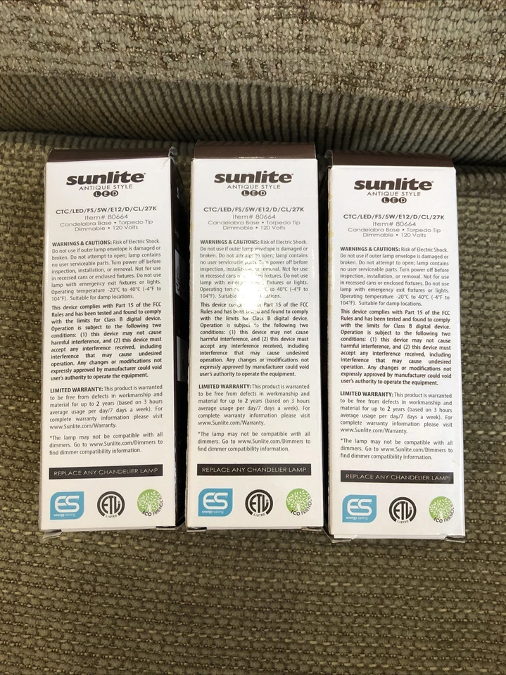 1 Pc Sunlite LED ANTIQUE STYLE, Warm White, 80664-SU - CTC/LED/FS/5W/E12/D/CL - Image 3 of 4