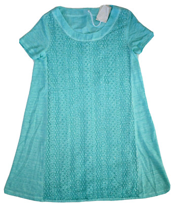 New Auth 120% LINO Lagoon COTTON SILK SEQUIN A-LINE Summer Dress EUR-42 US-6/8 M