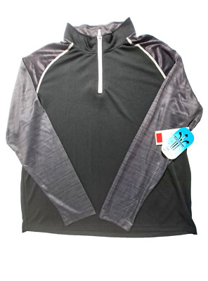PBX PRO 1/4 Zip Men's Athletic Long Sleeve Pullover Black/Gray Breathable Size L