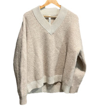 Lululemon Beige V Neck Long Sleeve Women's Merino Wool Alpaca Sweater Size M