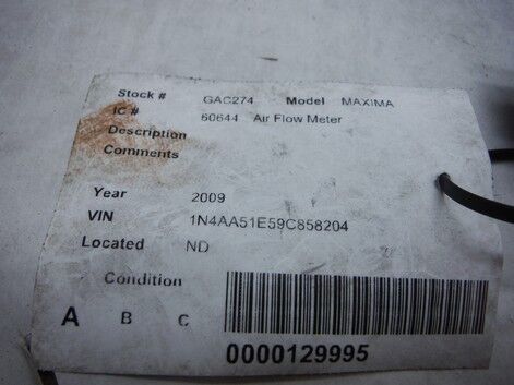 2009 NISSAN MAXIMA MASS AIR FLOW SENSOR METER OEM - Imagen 8 de 8