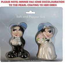 Disney Parks Mickey & Minnie Mouse Bride Groom Salt Pepper Cruet Set Wedding