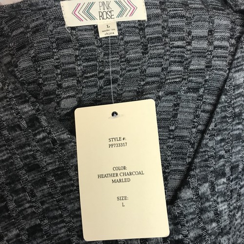 Neu mit Etikett Pink Rose Pullover grau Langarm V-Ausschnitt Pulli Schnürung vorne Größe Large - Bild 7 von 8