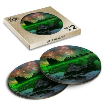 2 runde Untersetzer in Schachtel - Alien Planet Weltraum Sci-Fi #8913