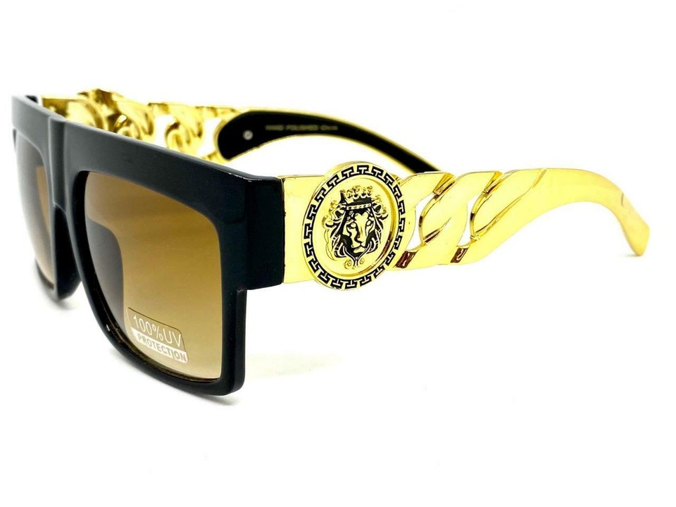 Sole Rappe Oversize Classico Retrò Hip Hop Rapper Mezzano Stile Sole Big Black Oro ...