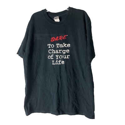 Vintage D.A.R.E Black Large T-Shirt Soft Shirt DARE TO TAKE CHARGE OF YOUR LIFE