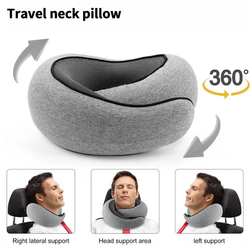 Cuscino collo viaggio regolabile portatile memory foam cuscino a forma di U stile lumaca - Foto 7 di 21