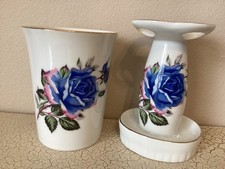 Vintage 2 Piece Ceramic Bathroom Set Toothbrush Holder  Cup Cottagecore japan