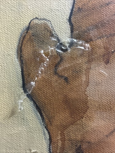 JOHN DAWSON Signed Surrealist Art painting Portrait of a Fat Face Man 70’s 14x11 - Picture 6 of 6