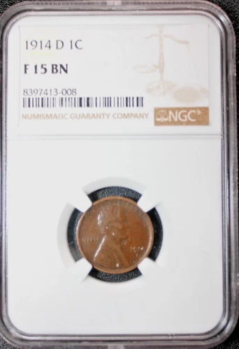 1914-D Wheat Reverse Lincoln Cent 1C NGC F15BN