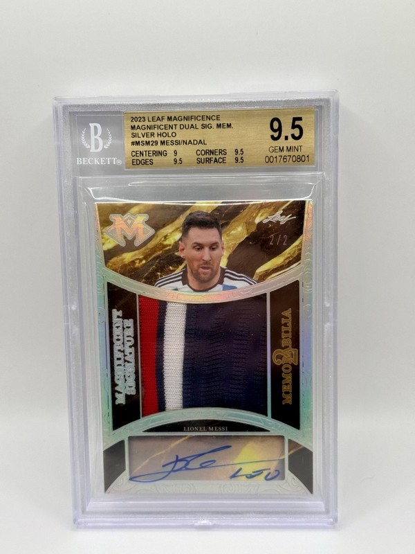 2023 Messi Nadal dual Game Used Patch Auto /2 On Card Auto BGS 9.5 POP 1!