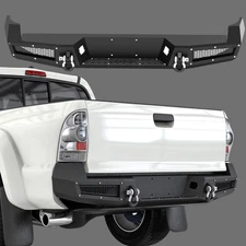 Steel Rear Bumper for 2005- 2015 Toyota Tacoma w/ License Plate Hole & D-Rings