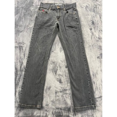 Soviet Jeans Straight Leg Mens 32 Faded Black Stretch Denim Red Star Y2K Grunge
