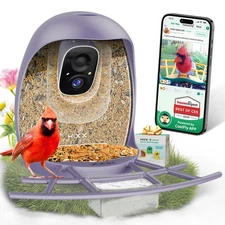 Smart Bird Feeder with Camera, AI Identify Birds & Auto Capture, 2K HD Live C...