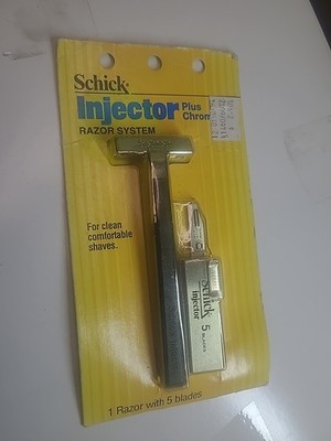 Shik injector plus chrome razor system , vintage blue font 1 Razor With 5 Blades