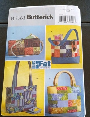 Butterick Schnittmuster für 4 Fat Quarters Handtaschen B4561. Unbenutzt. Easy.