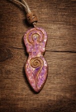 Polka Dot Clay Spiral Goddess Pendant -Wicca Pagan Spiritual Handmade Altar