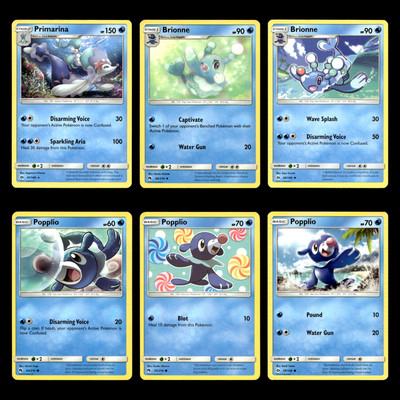 6x Primarina Brionne Popplio Lot 41 Sun Moon Pokemon Cards Collection Set 