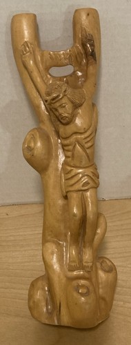 Hand Carved Wood Crucifix INRI Religious 9" Tall Cross Crucifixion of Jesus - Picture 4 of 9