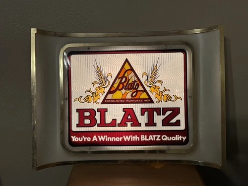Vintage BLATZ BEER "You're A Winner With Blatz Quality"  Lighted Plastic Sign