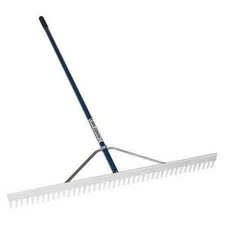 Field Landscape Rake 36in Head 66in Aluminum Handle 42 Tine Cushioned Grip