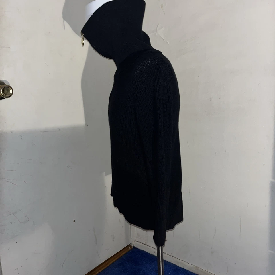 Suéter Pullover Michael Kors Para Mujer Negro Media Cremallera Agitador Talla Grande S Foto 4 de 4