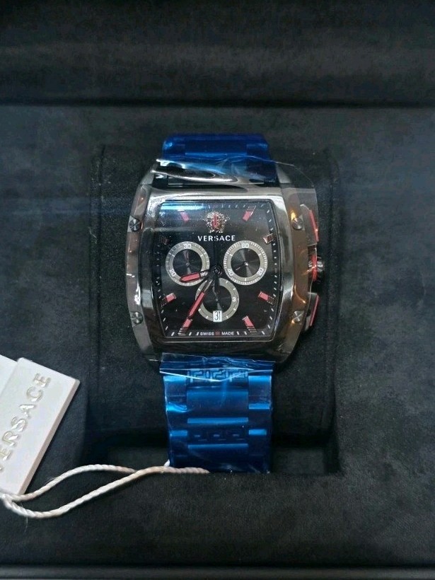 Versace Mens Watch VE6H00623 Swiss Quartz Chronograph Black Dial
