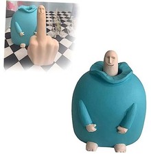 Funny Smiling Middle Finger Statue Ornaments, Novelty Resin Finger Man