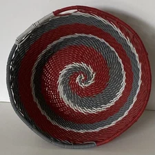 African Zulu Woven Telephone Wire Basket Bowl Traditional Crafts Handmade 4.25”