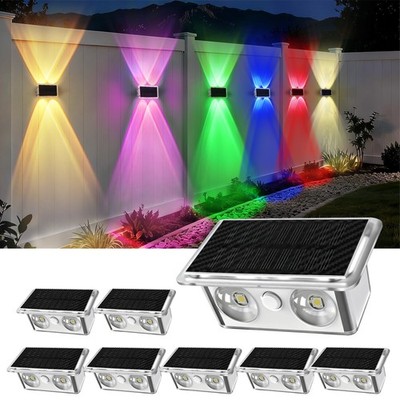8Pack LED Solar Power Wall Lights Outdoor Garden Yard Fence Deck Step Decor Lamp