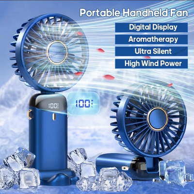 #ad Portable Hand held Fan Mini Collapsible Desk Fan Neck Fan Cooling Air USB LED $5.80
