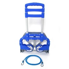Portable Blue Luggage Cart Folding Dolly Push Truck Hand Collapsible Trolley