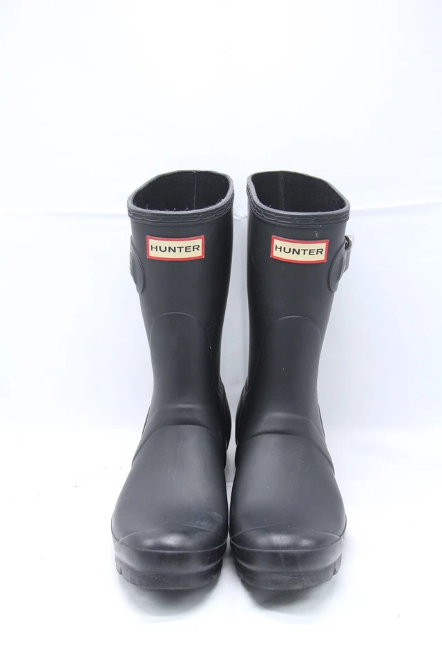 Hunter Original Short Boots Women's Size 7 Matte Black Rain Pull On Mid Calf - Image 2 of 4