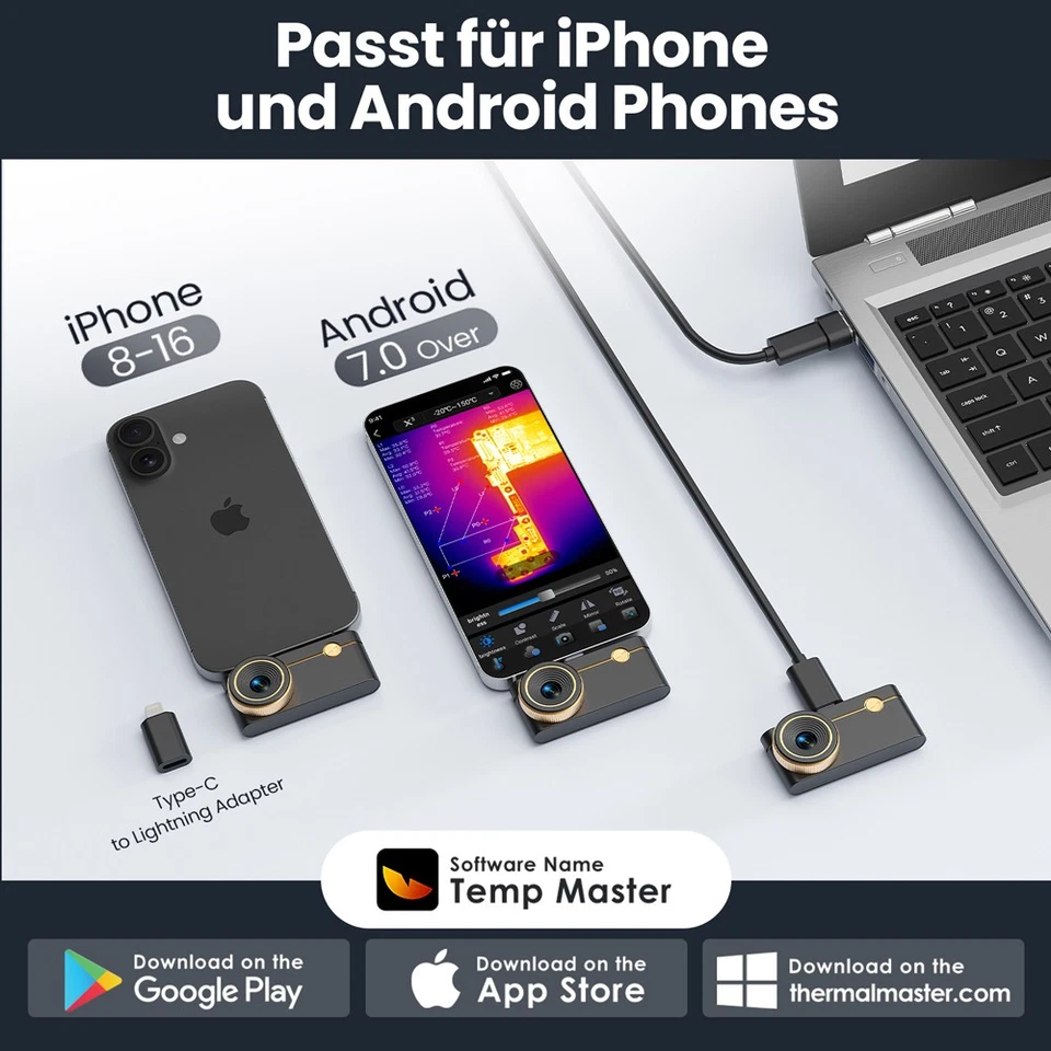 Wärmebildkamera P3 Type-C for iPhone15/16 and Android Phone 512x384  Macro Lens - Bild 4 von 4
