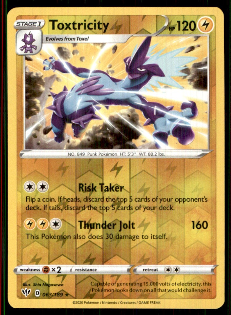 2020 Sword & Shield - Darkness Ablaze Reverse Holo Toxtricity #63