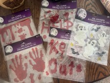 Halloween Decor Bloody Gel Window Cling Stickers Hands Get Out Help Set of 5
