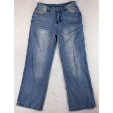 Jeans Wide Leg High Waist Light Wash Denim Casual Pants Size L