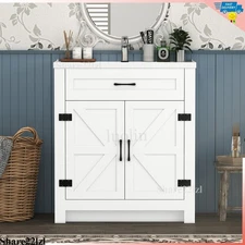 23" Bathroom Vanity Cabinet with Door Ceramic Sink Bowl Cabinet Bath Organizer