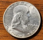 1954 Franklin Half Dollar Philadelphia 90% Silver