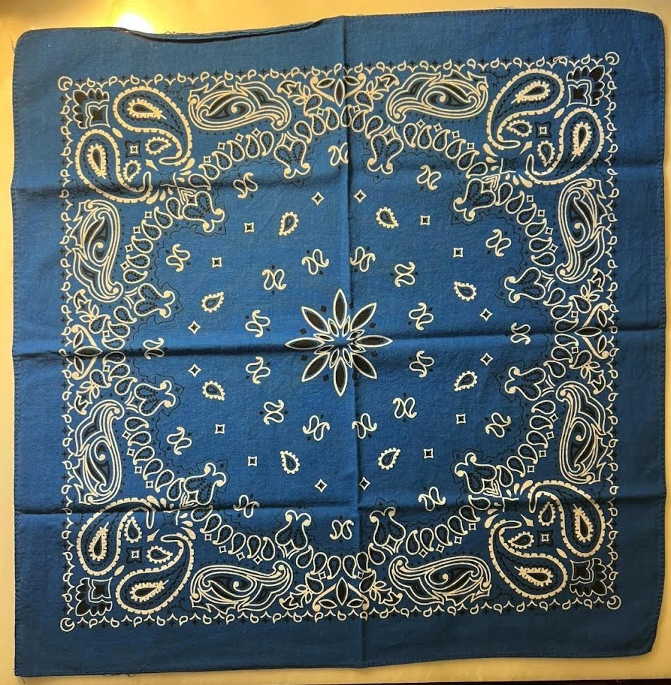 Cotton Western/Bandana Blue Vintage Plain & Solid Handkerchiefs